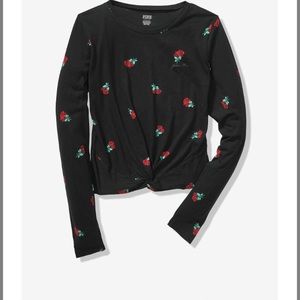 Girlfriend Twist front Rose Long Sleeve Tee
